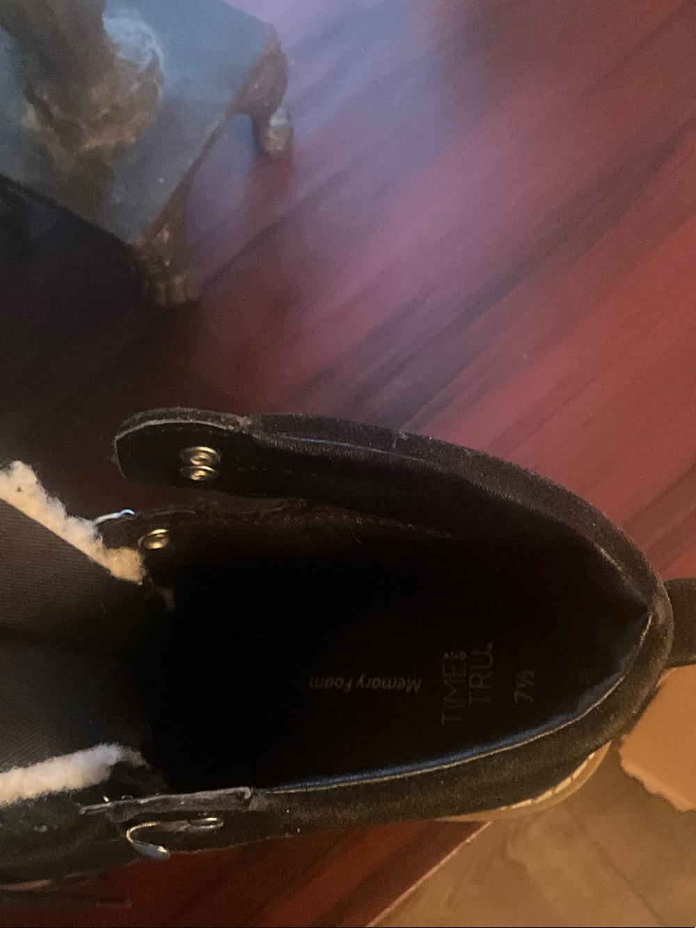 Time and Tru Black Lace-Up Fur-Lined Combat Boots - Picture 9 of 10